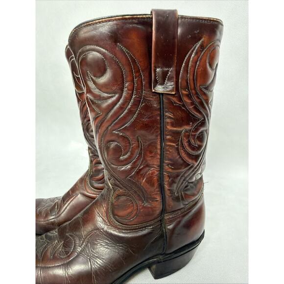 Acme Calf Oxblood Cowboy Western Boots Burgundy Leather USA Sz 9.5 D main image 9